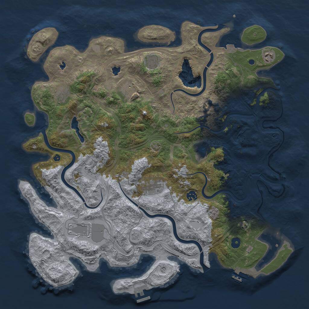 Rust Map: Procedural Map, Size: 4500, Seed: 28810107, 16 Monuments