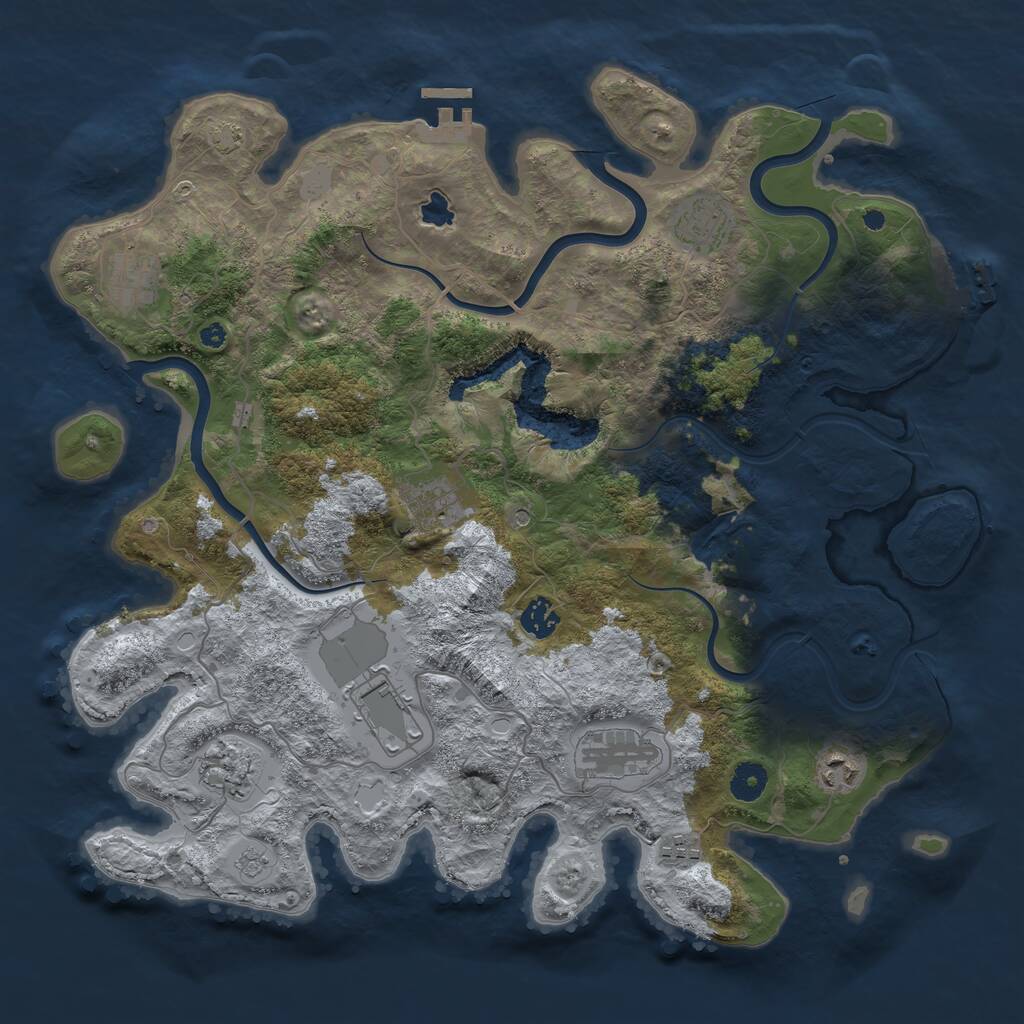 Rust Map: Procedural Map, Size: 4050, Seed: 1126915808, 15 Monuments