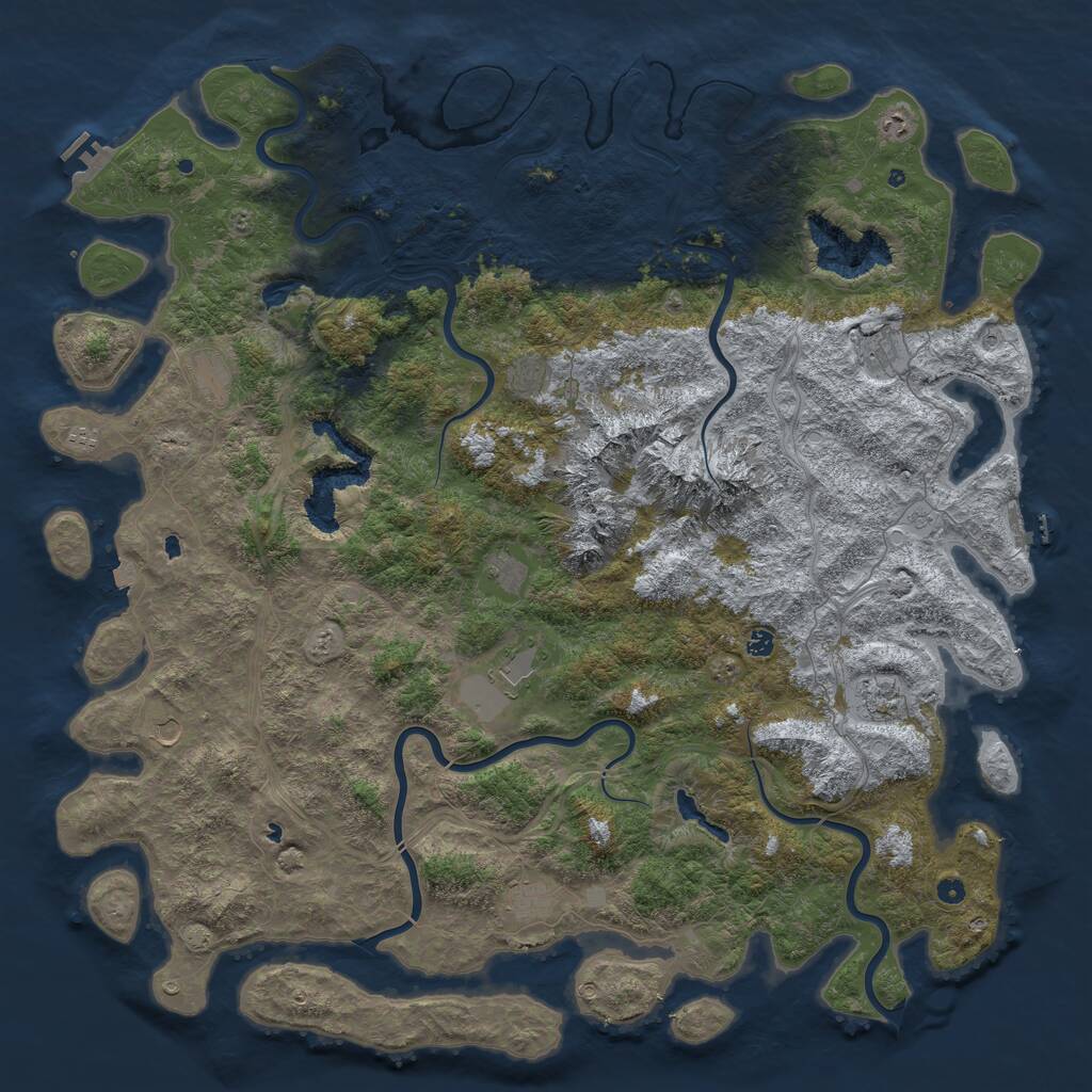 Rust Map: Procedural Map, Size: 6000, Seed: 73585, 17 Monuments
