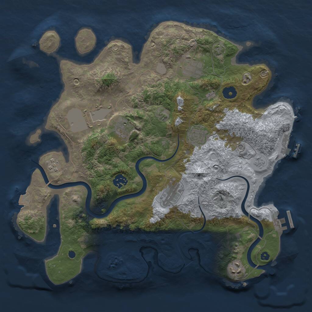 Rust Map: Procedural Map, Size: 3500, Seed: 498332304, 14 Monuments