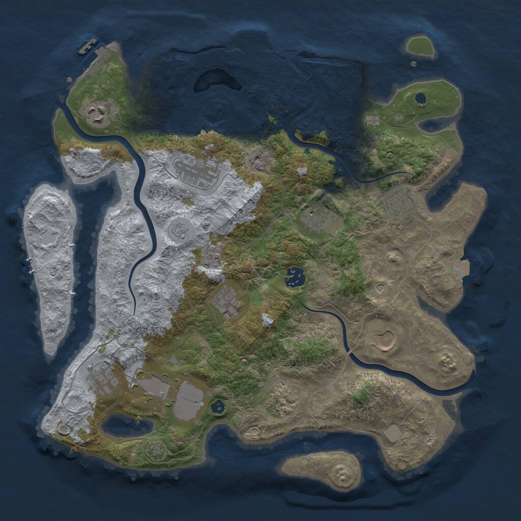 Rust Map: Procedural Map, Size: 3800, Seed: 2127642946, 17 Monuments