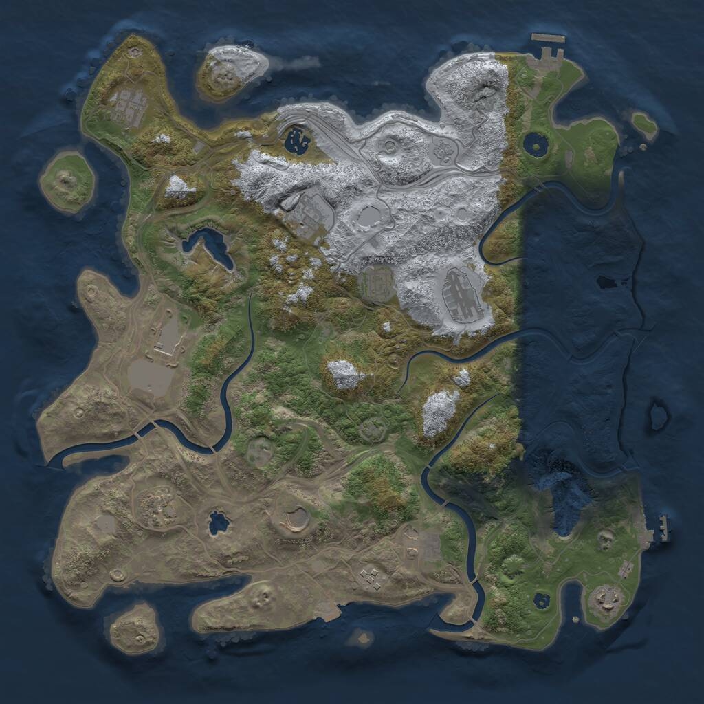 Rust Map: Procedural Map, Size: 4250, Seed: 370693929, 17 Monuments