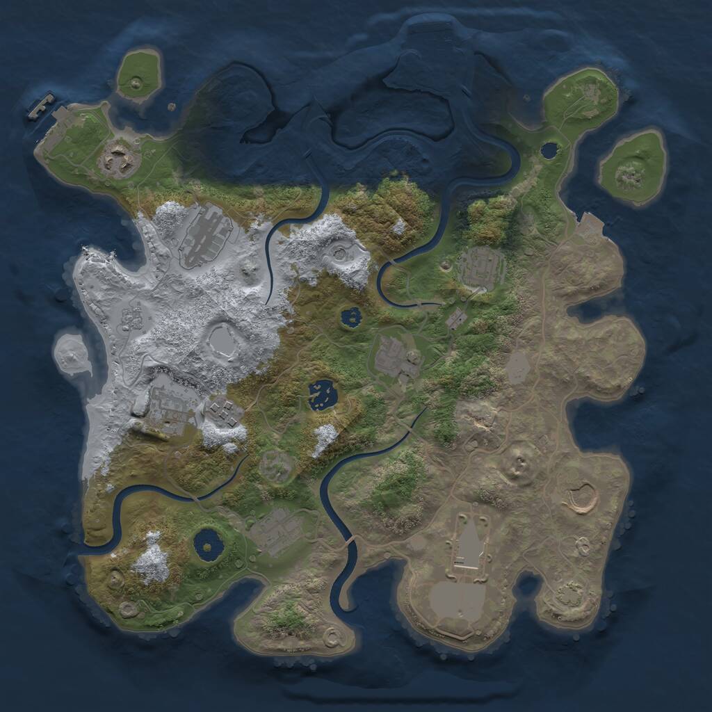 Rust Map: Procedural Map, Size: 3500, Seed: 1278894524, 16 Monuments