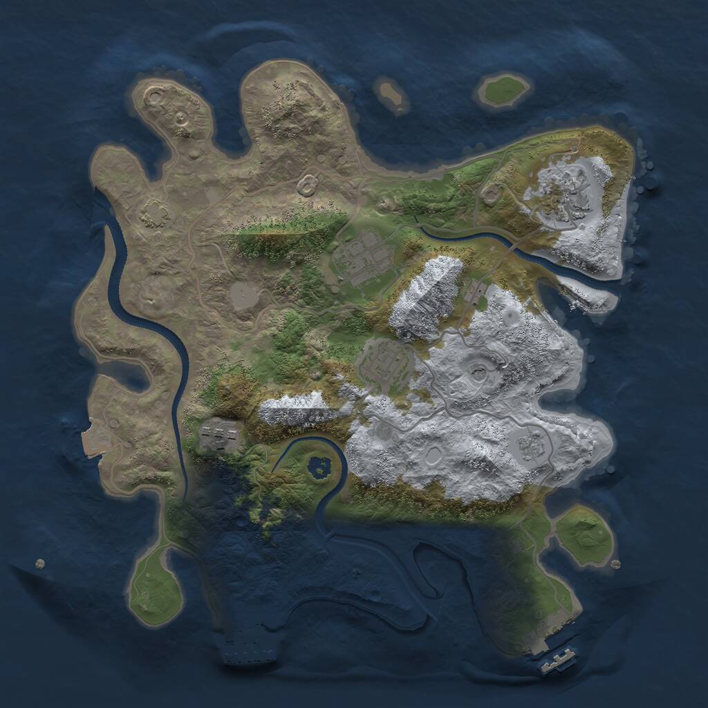 Rust Map: Procedural Map, Size: 3000, Seed: 2074363914, 10 Monuments