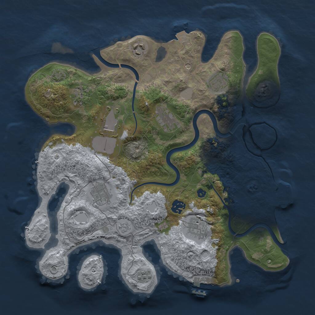 Rust Map: Procedural Map, Size: 3500, Seed: 870904154, 15 Monuments