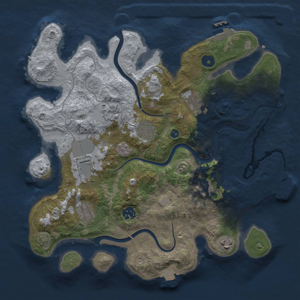 Rust Map: Procedural Map, Size: 3500, Seed: 64736731, 15 Monuments