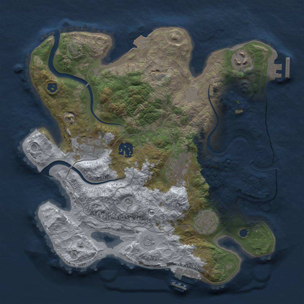 Rust Map: Procedural Map, Size: 3000, Seed: 47292, 12 Monuments