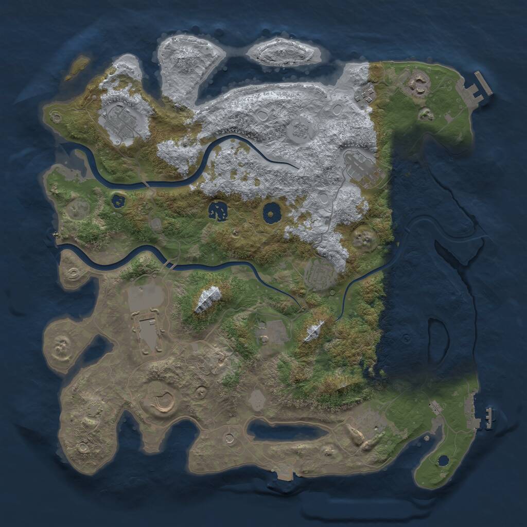 Rust Map: Procedural Map, Size: 3915, Seed: 2018103337, 16 Monuments