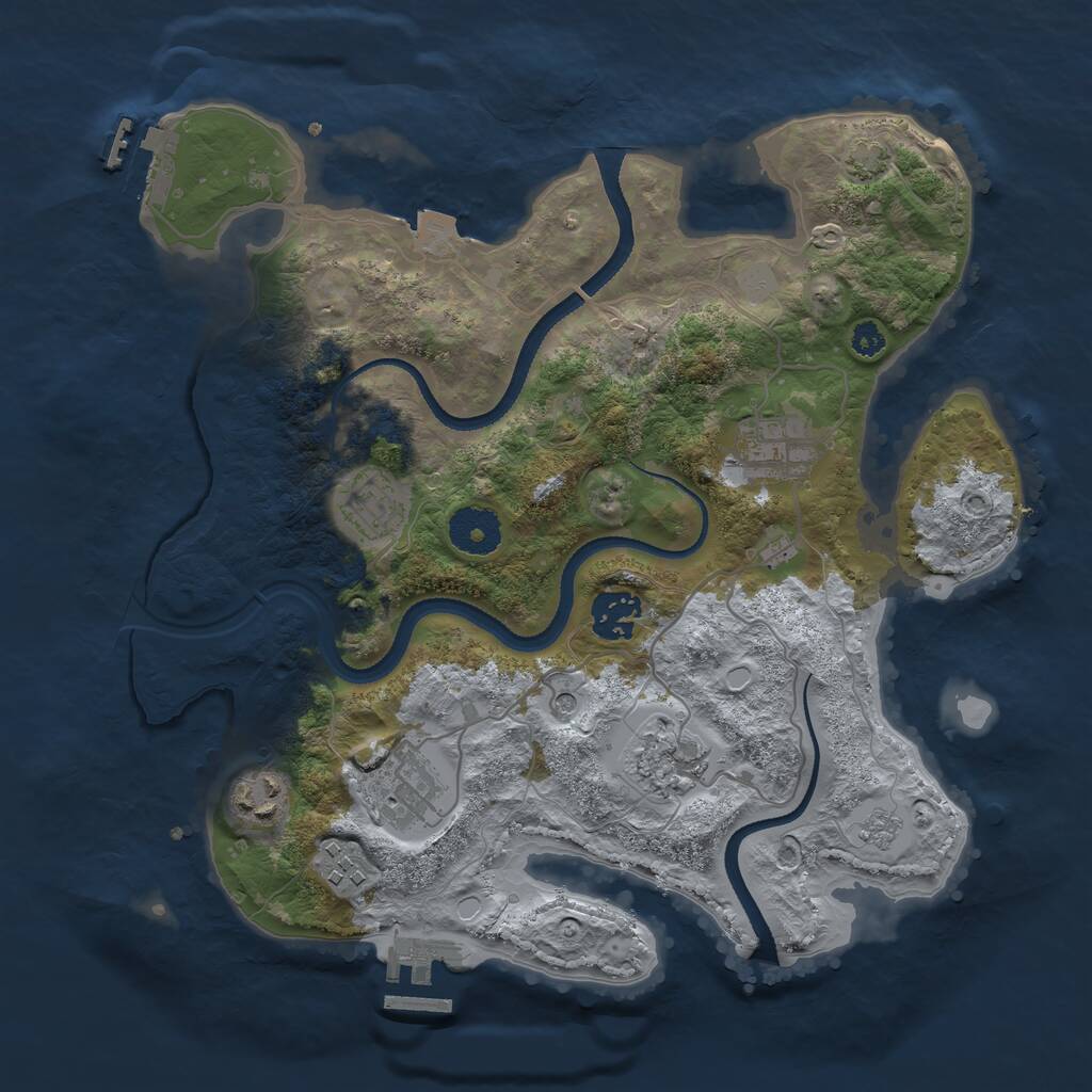 Rust Map: Procedural Map, Size: 3250, Seed: 2035539025, 13 Monuments