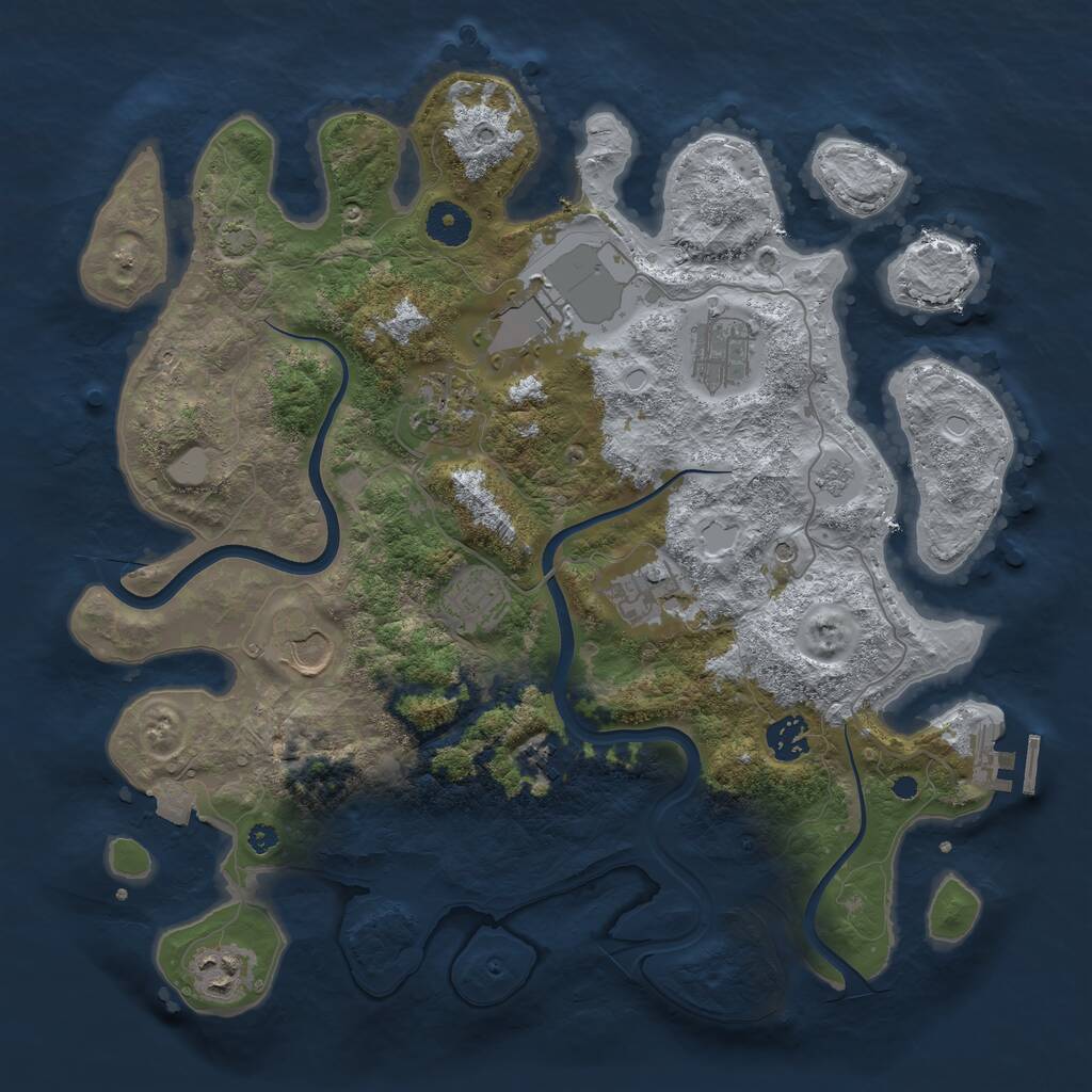 Rust Map: Procedural Map, Size: 3700, Seed: 580381451, 14 Monuments