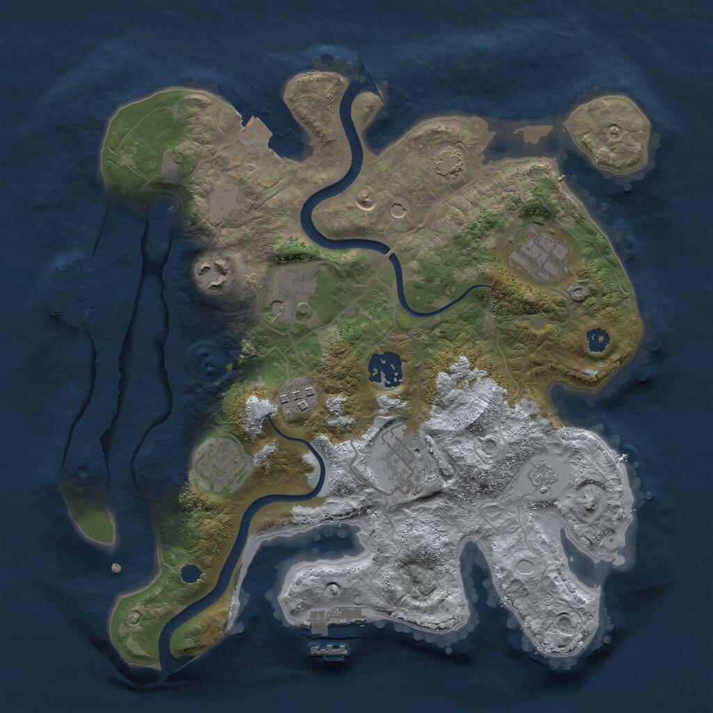 Rust Map: Procedural Map, Size: 3000, Seed: 293363919, 13 Monuments