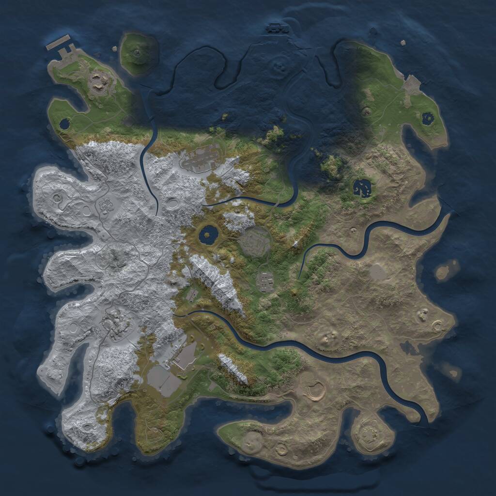 Rust Map: Procedural Map, Size: 3900, Seed: 9371, 14 Monuments