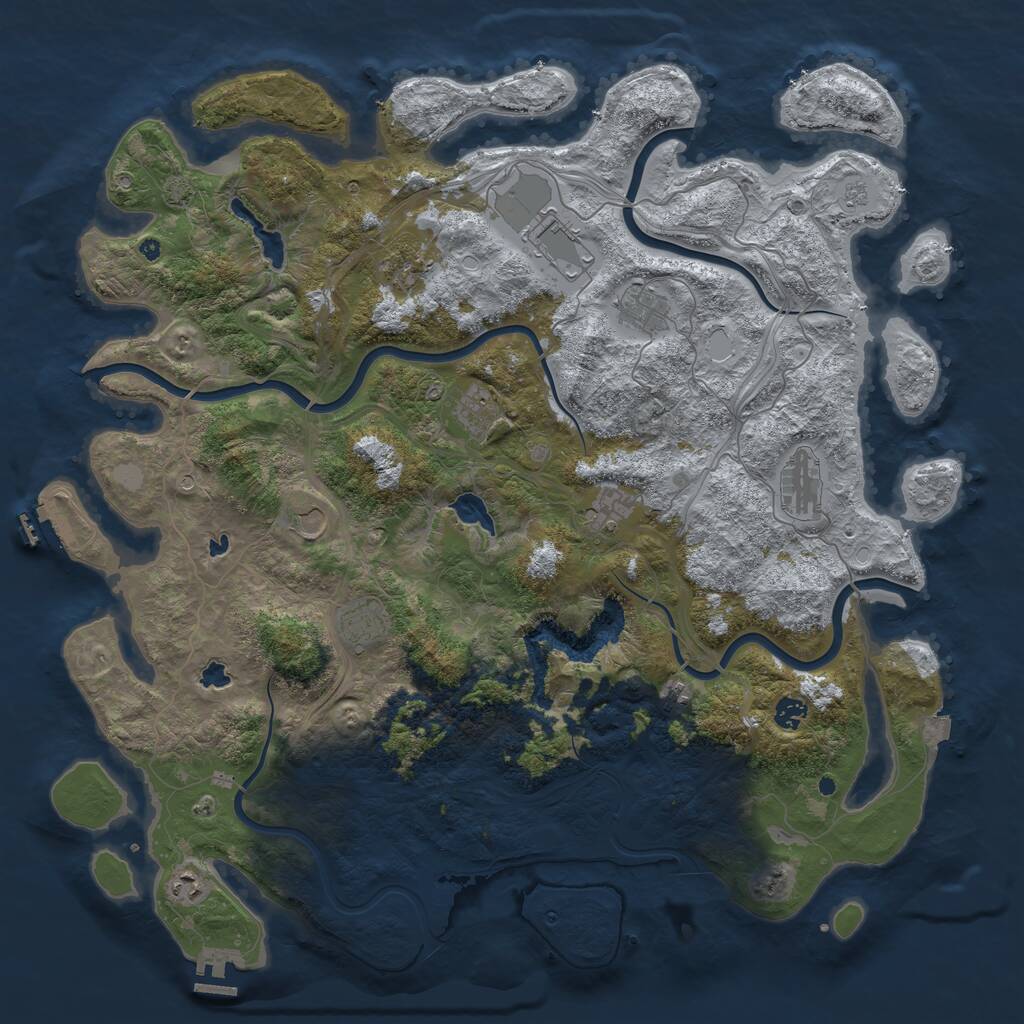 Rust Map: Procedural Map, Size: 4800, Seed: 829441152, 17 Monuments