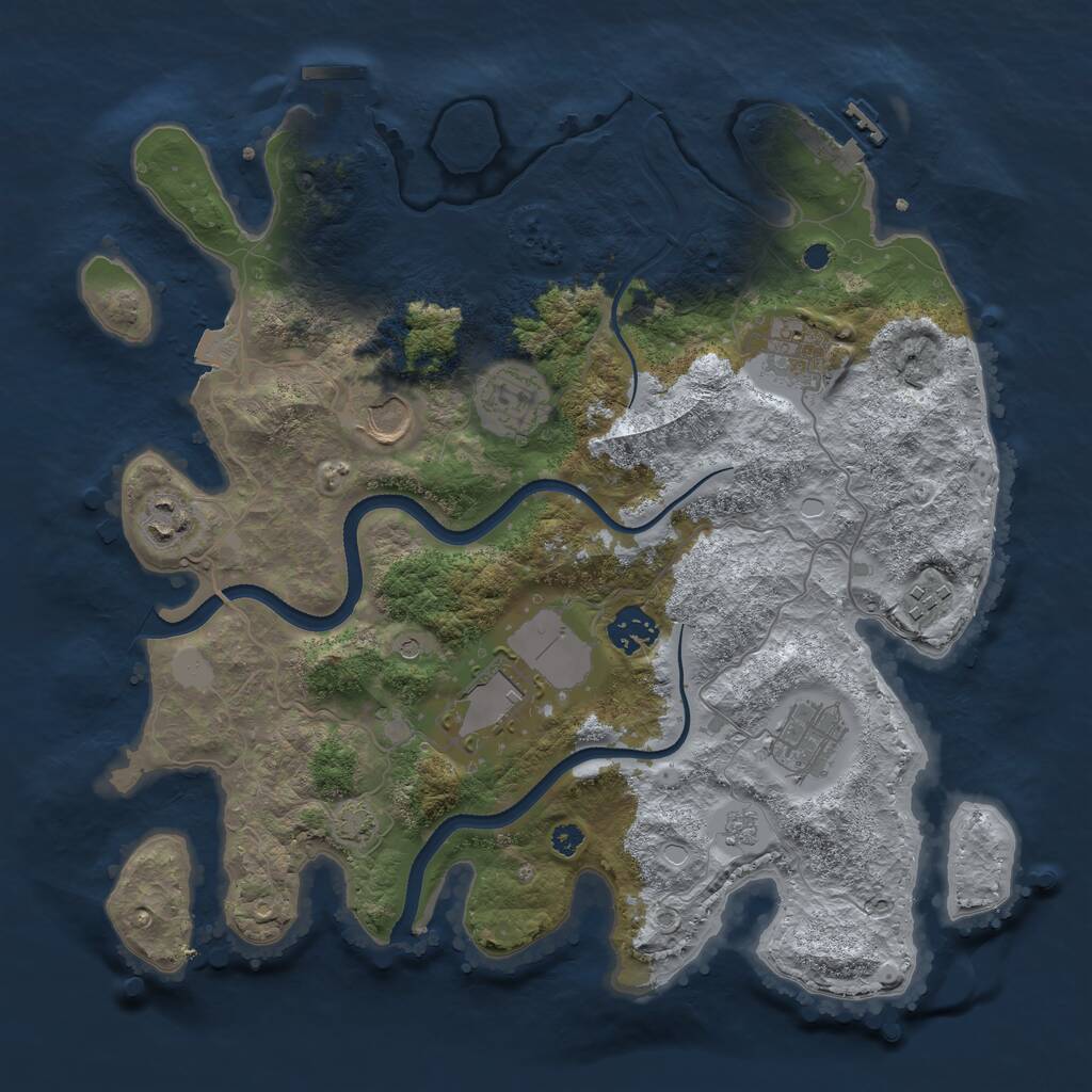 Rust Map: Procedural Map, Size: 3500, Seed: 1912405892, 14 Monuments