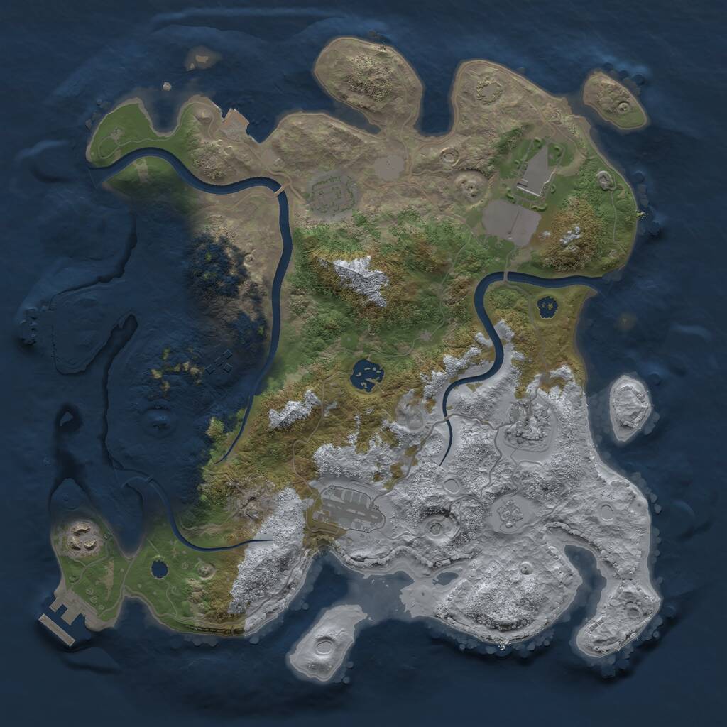 Rust Map: Procedural Map, Size: 3500, Seed: 2143598550, 13 Monuments