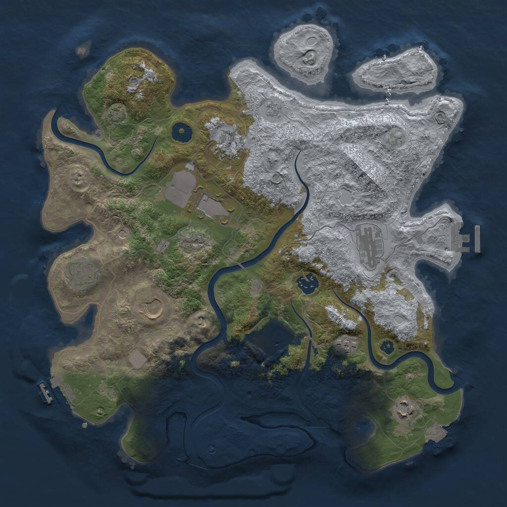 Rust Map: Procedural Map, Size: 3750, Seed: 988857800, 15 Monuments