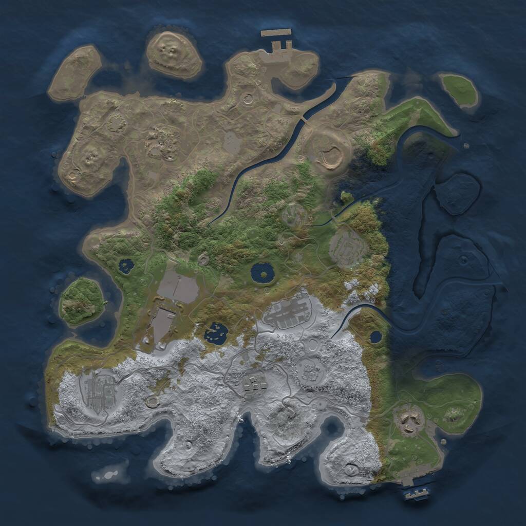 Rust Map: Procedural Map, Size: 3500, Seed: 64945651, 15 Monuments