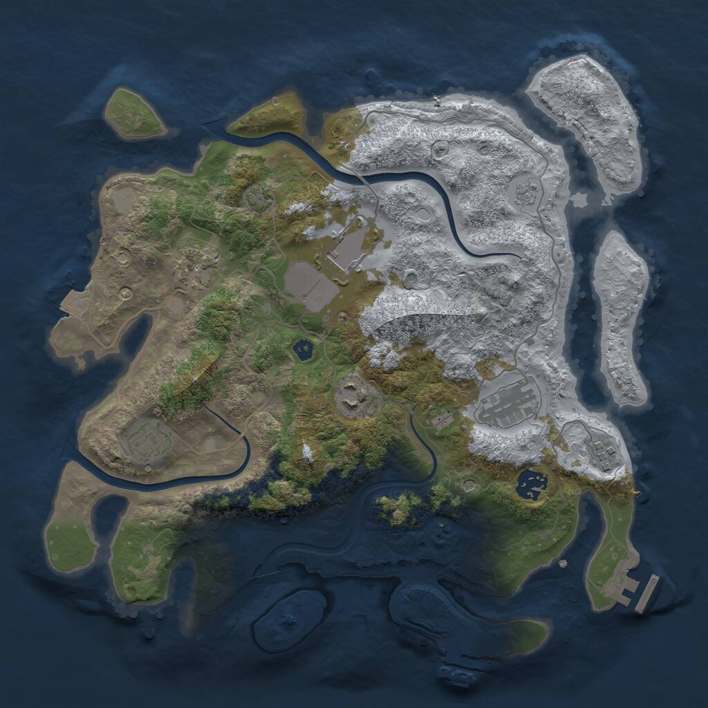 Rust Map: Procedural Map, Size: 3500, Seed: 69081283, 13 Monuments