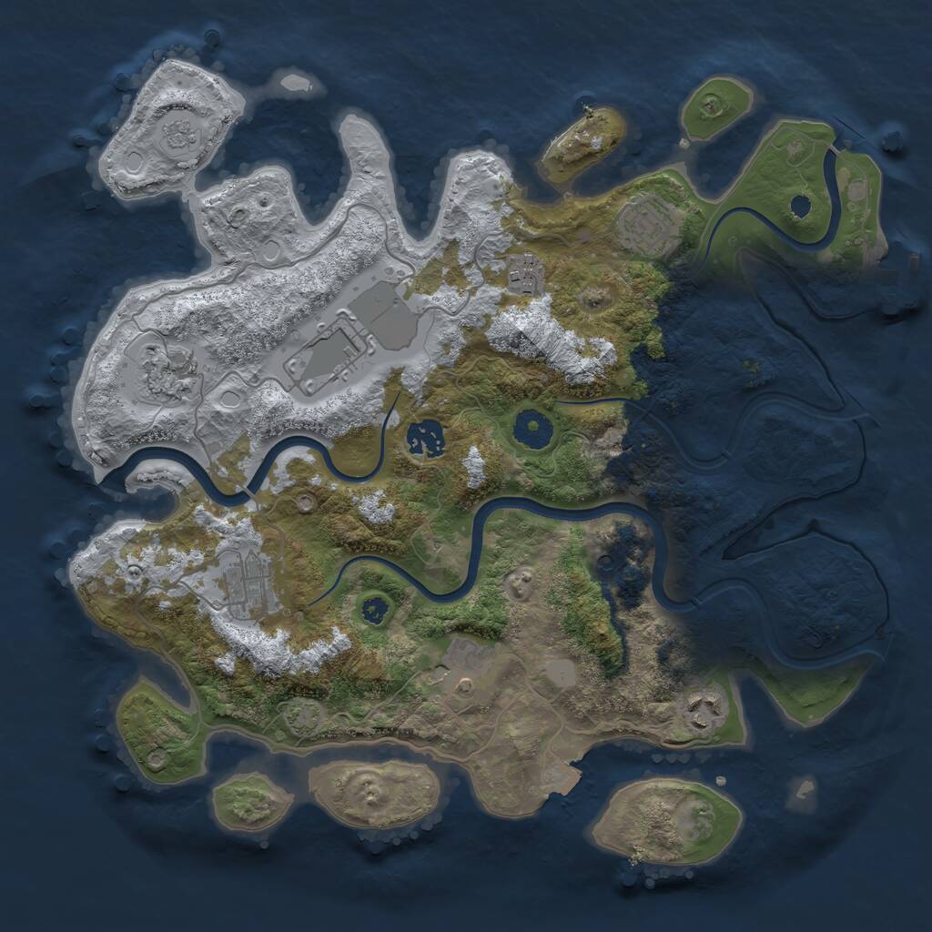Rust Map: Procedural Map, Size: 3600, Seed: 1825101496, 13 Monuments