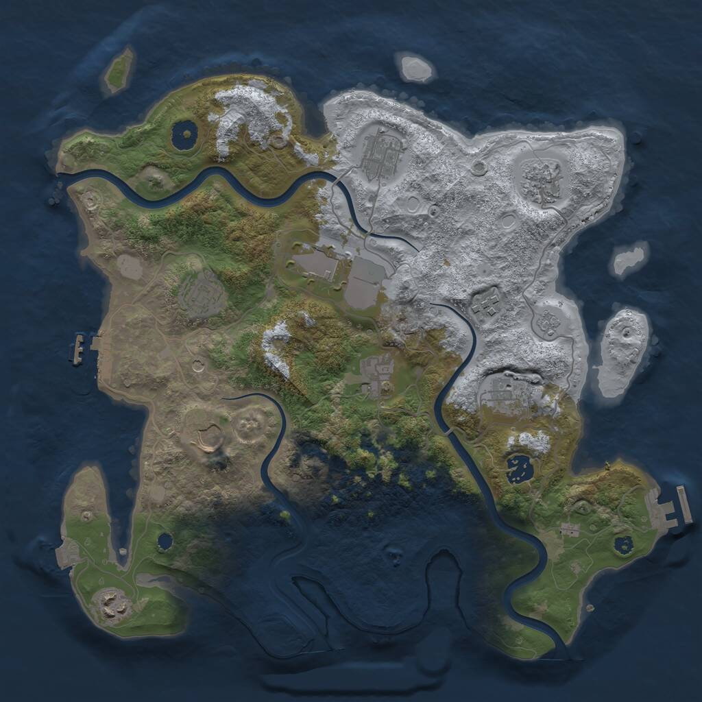 Rust Map: Procedural Map, Size: 3700, Seed: 5431, 16 Monuments