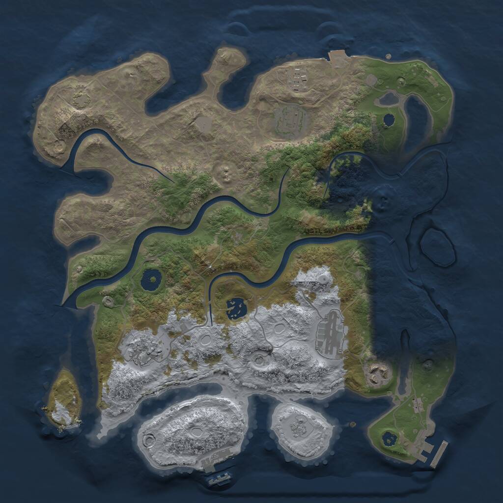 Rust Map: Procedural Map, Size: 3500, Seed: 1739819880, 12 Monuments