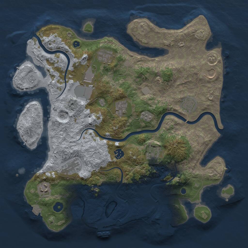 Rust Map: Procedural Map, Size: 3750, Seed: 2009699831, 16 Monuments