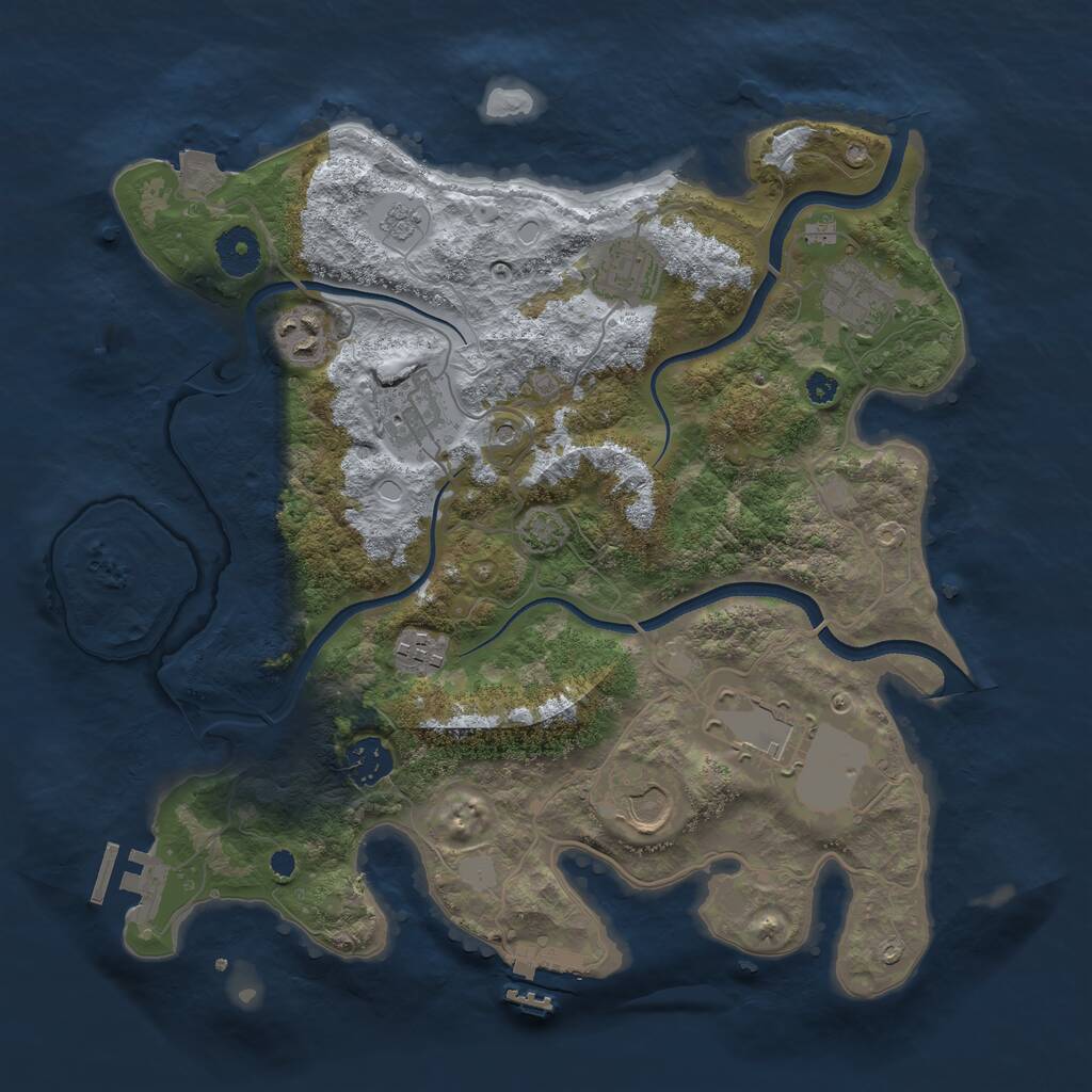 Rust Map: Procedural Map, Size: 3500, Seed: 874247722, 14 Monuments