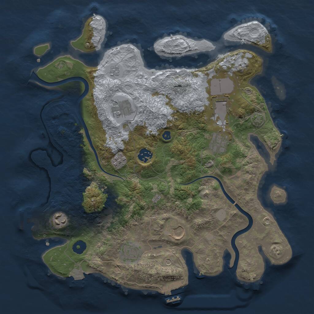 Rust Map: Procedural Map, Size: 3500, Seed: 1738445493, 14 Monuments