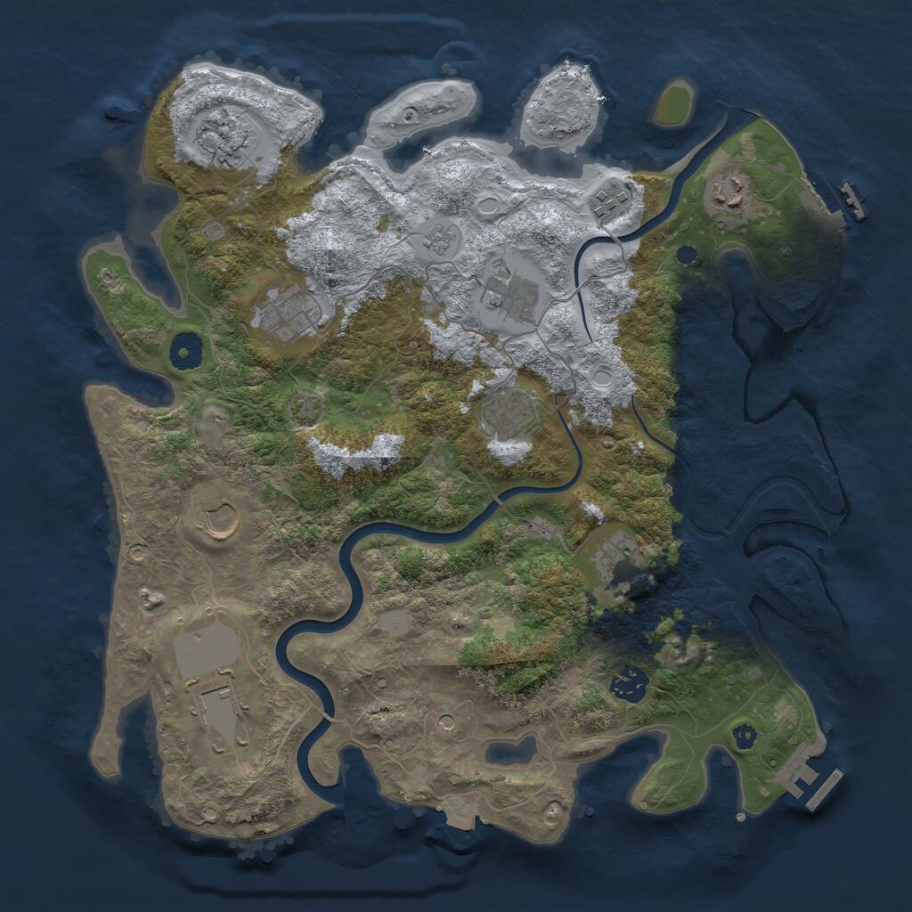 Rust Map: Procedural Map, Size: 3750, Seed: 987427953, 16 Monuments