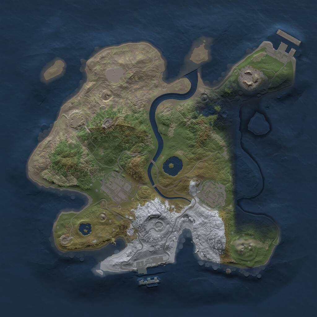 Rust Map: Procedural Map, Size: 2500, Seed: 401024302, 8 Monuments