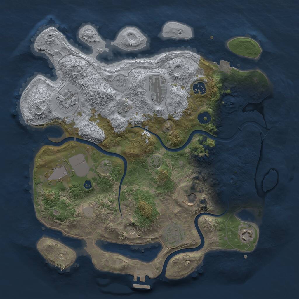 Rust Map: Procedural Map, Size: 3500, Seed: 125394684, 13 Monuments