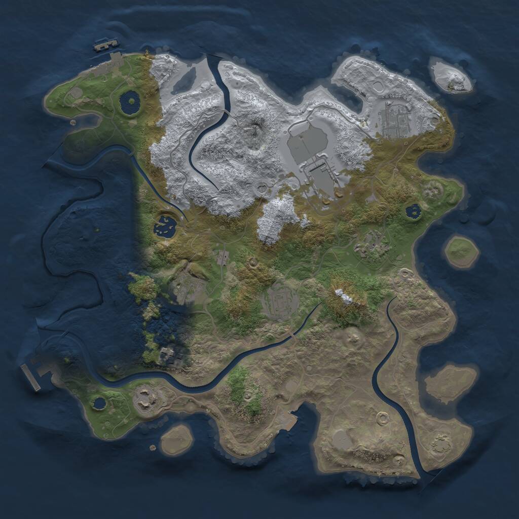 Rust Map: Procedural Map, Size: 3500, Seed: 209782191, 13 Monuments