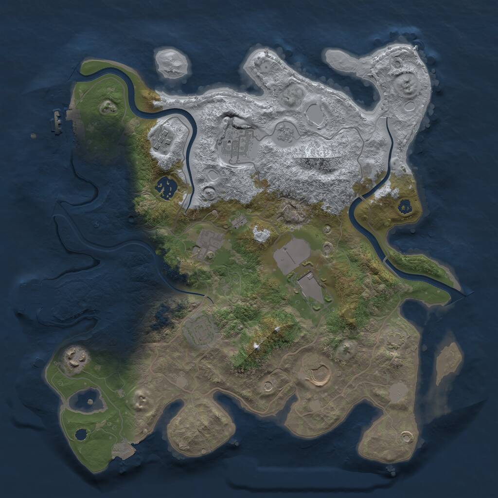 Rust Map: Procedural Map, Size: 3500, Seed: 460468582, 14 Monuments