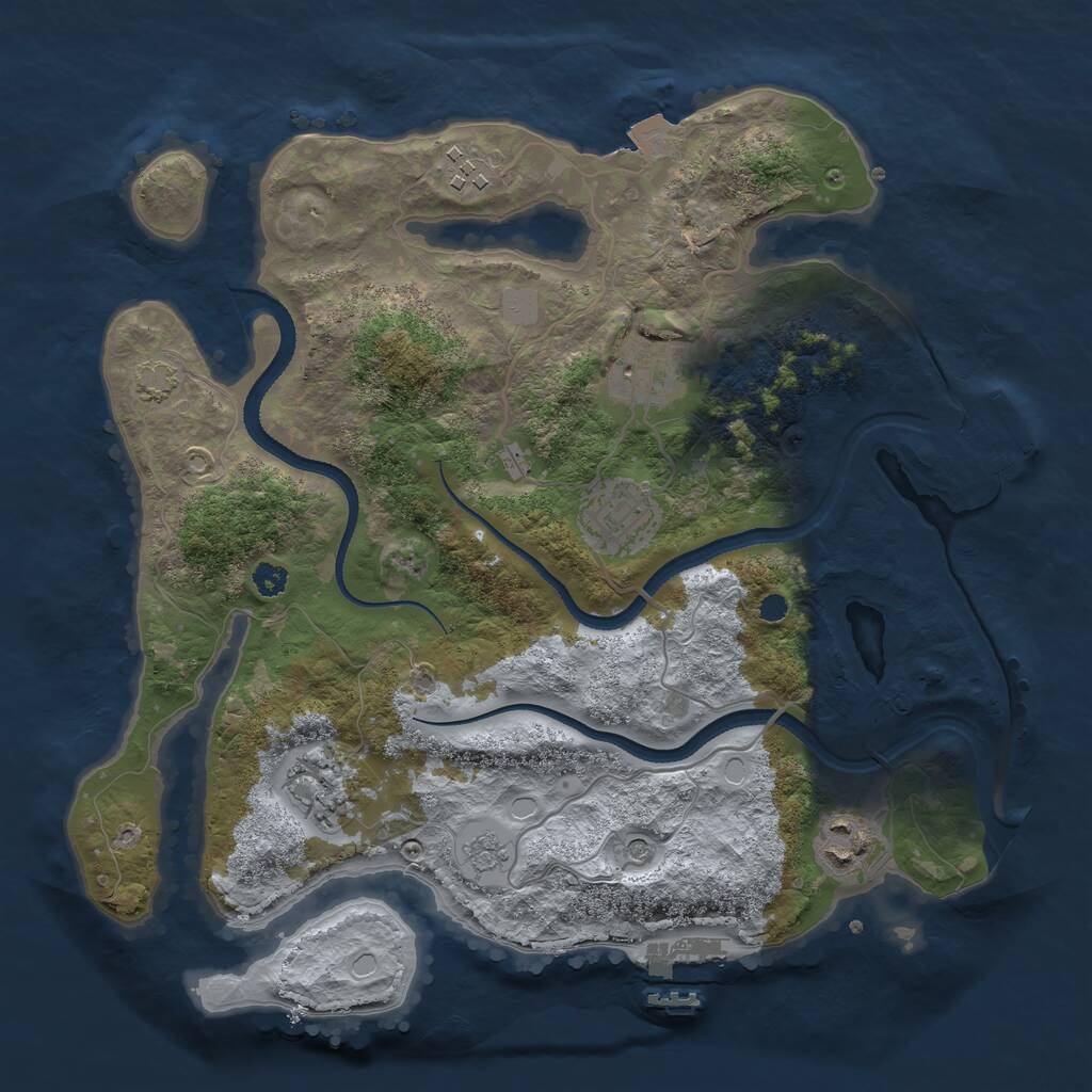Rust Map: Procedural Map, Size: 3200, Seed: 1173207256, 11 Monuments