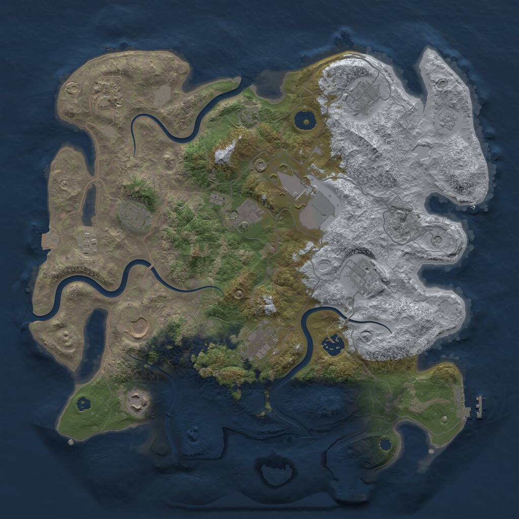 Rust Map: Procedural Map, Size: 3750, Seed: 1206277737, 17 Monuments