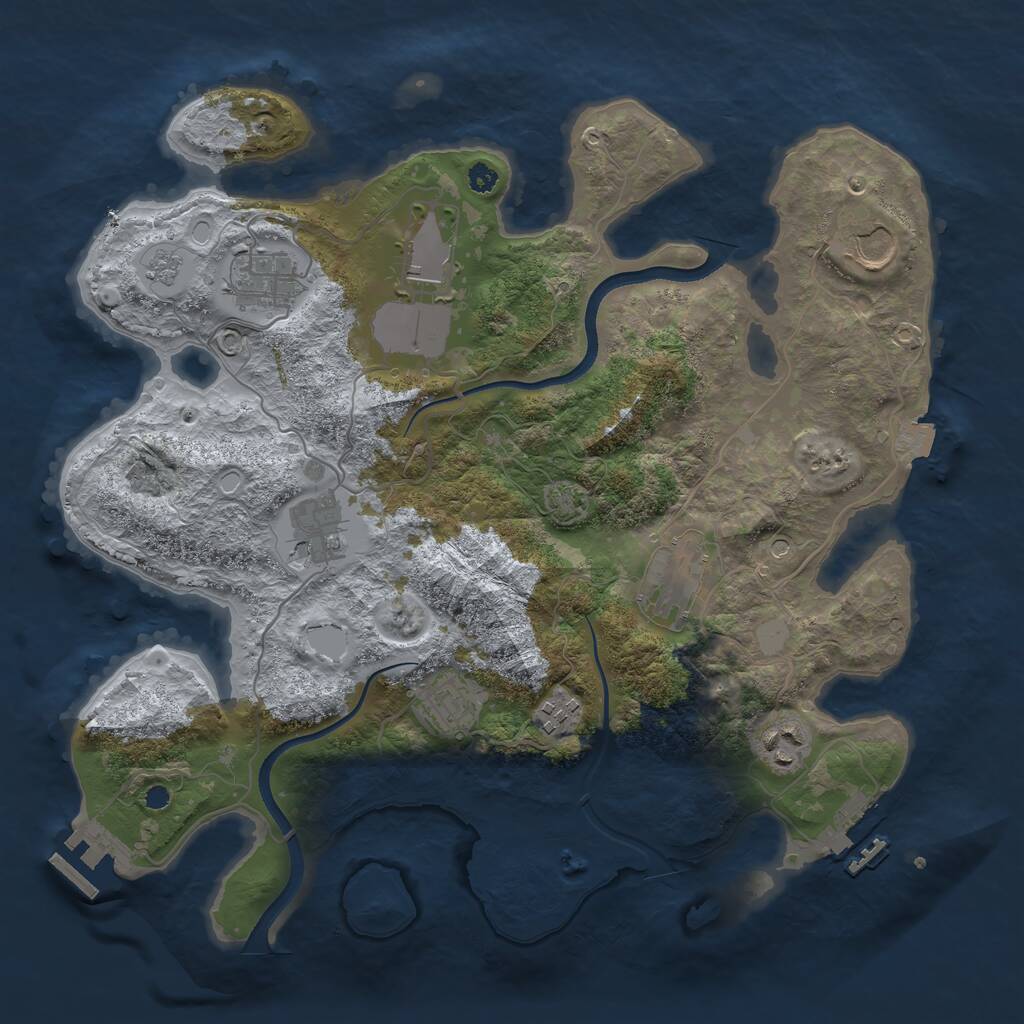 Rust Map: Procedural Map, Size: 3500, Seed: 871309910, 14 Monuments