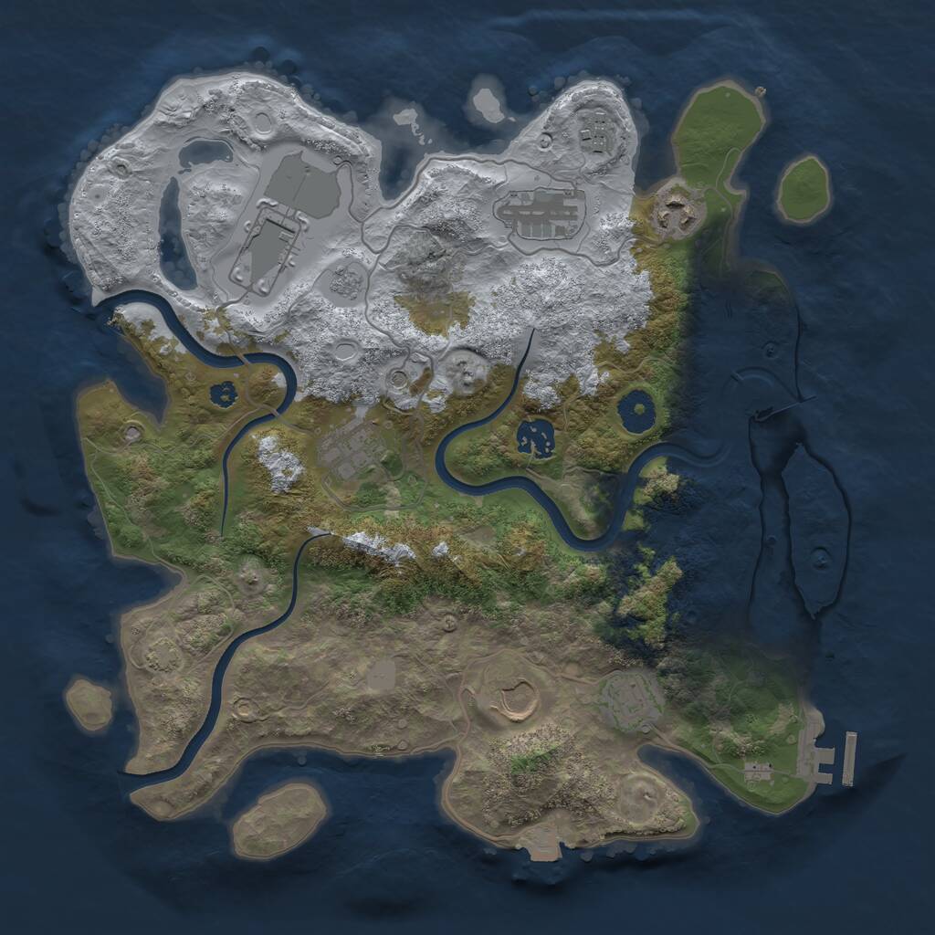 Rust Map: Procedural Map, Size: 3500, Seed: 290607, 13 Monuments