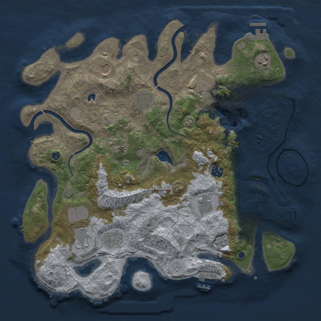 Rust Map: Procedural Map, Size: 4000, Seed: 492381, 16 Monuments