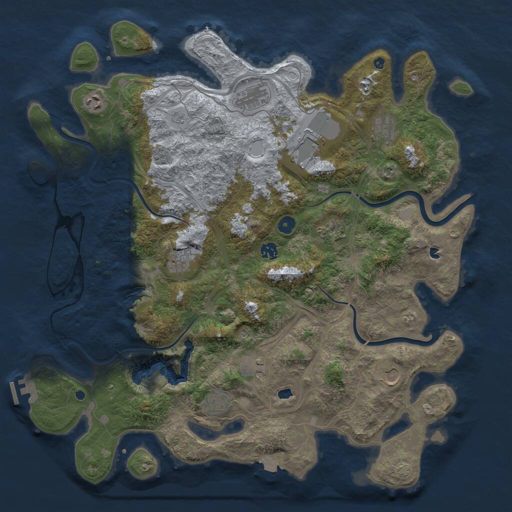 Rust Map: Procedural Map, Size: 4500, Seed: 1824198762, 16 Monuments