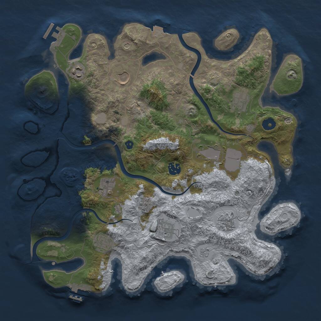 Rust Map: Procedural Map, Size: 3750, Seed: 24367, 16 Monuments