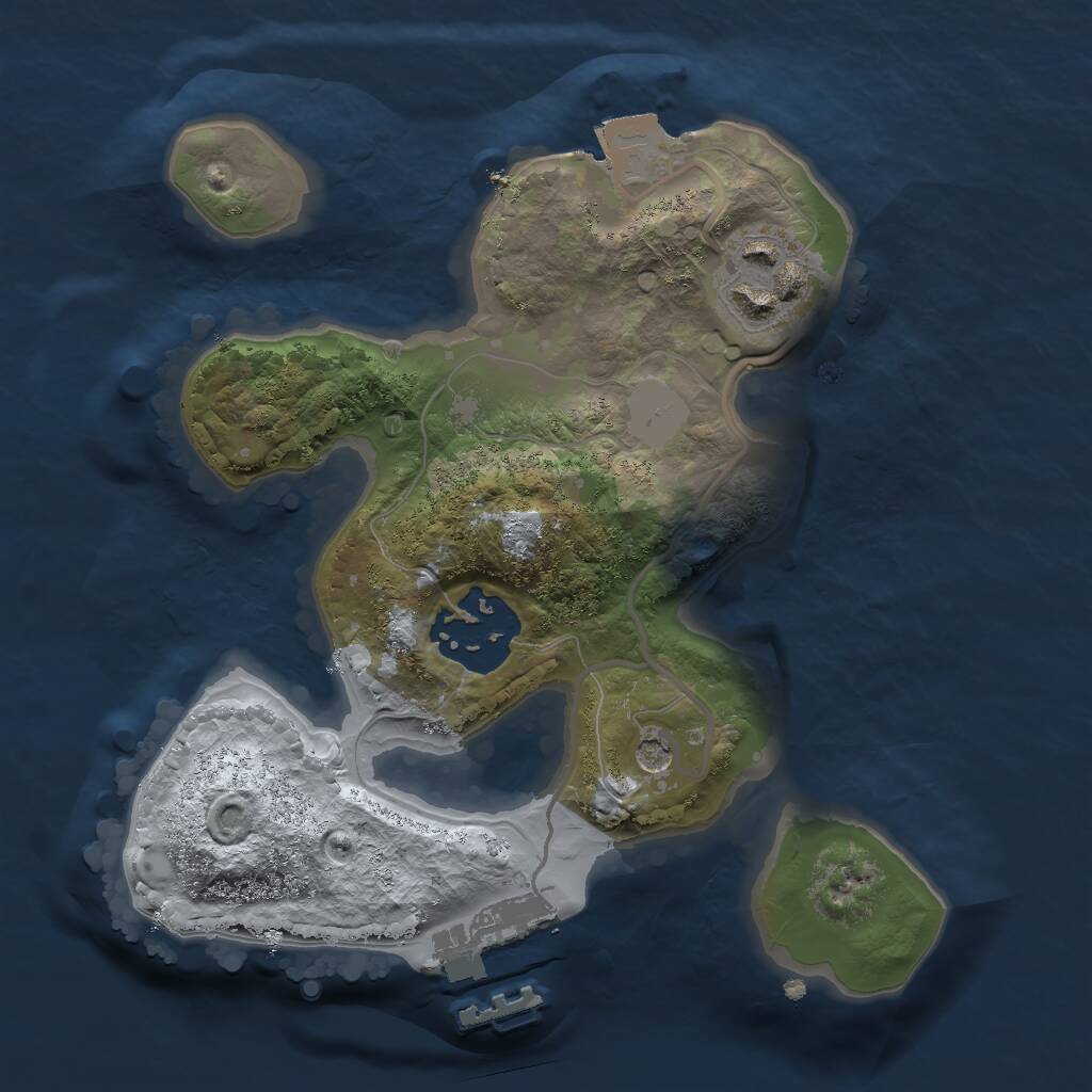 Rust Map: Procedural Map, Size: 2000, Seed: 1266654937, 5 Monuments