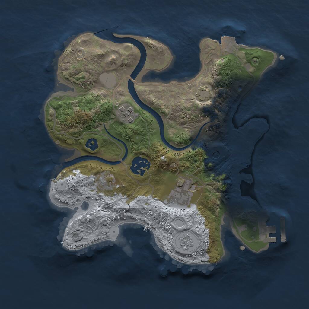 Rust Map: Procedural Map, Size: 2500, Seed: 777888, 8 Monuments