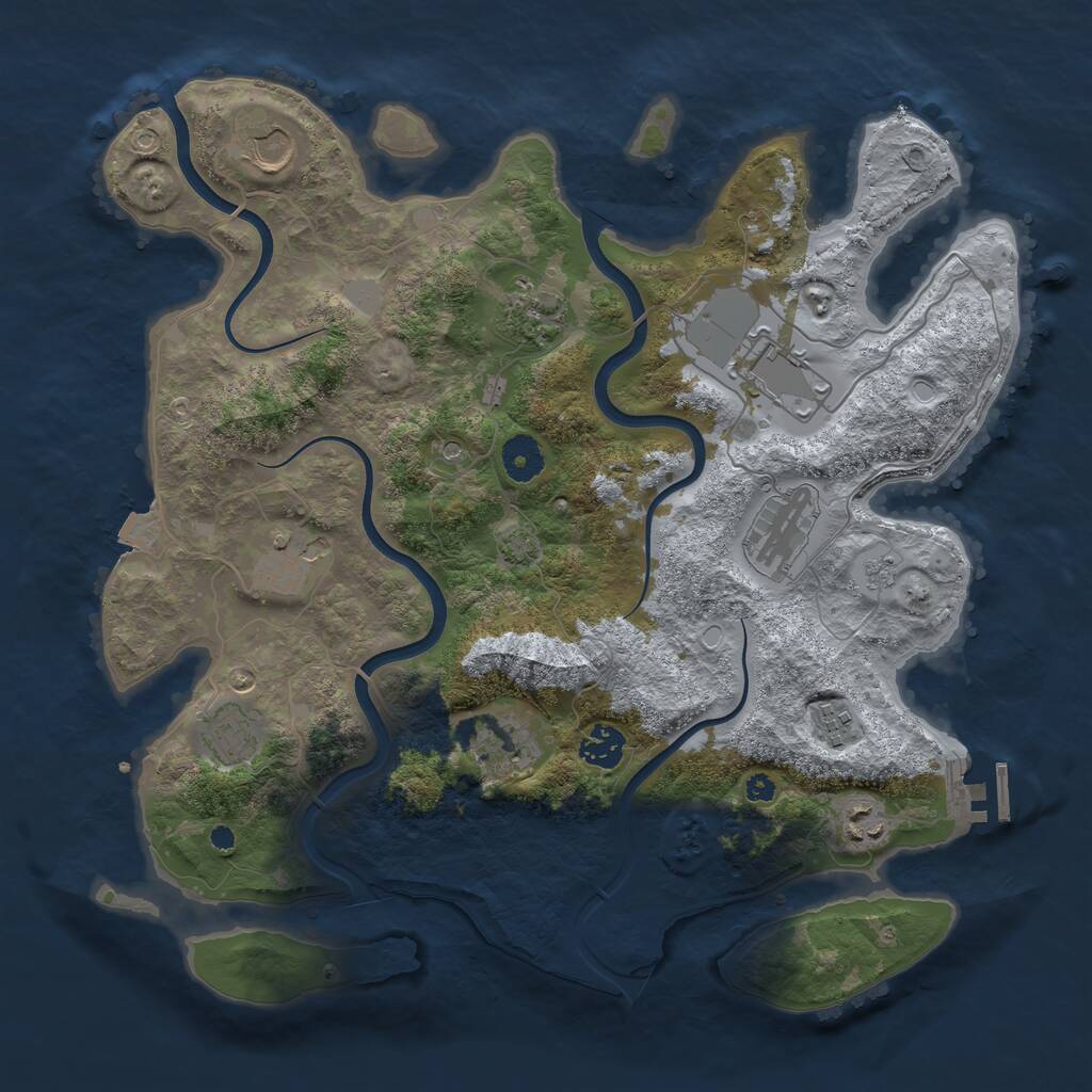 Rust Map: Procedural Map, Size: 3750, Seed: 2087245166, 15 Monuments