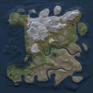 Thumbnail Rust Map: Procedural Map, Size: 3700, Seed: 1674567908, 14 Monuments