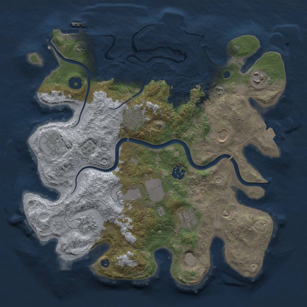Rust Map: Procedural Map, Size: 3500, Seed: 1025561998, 15 Monuments
