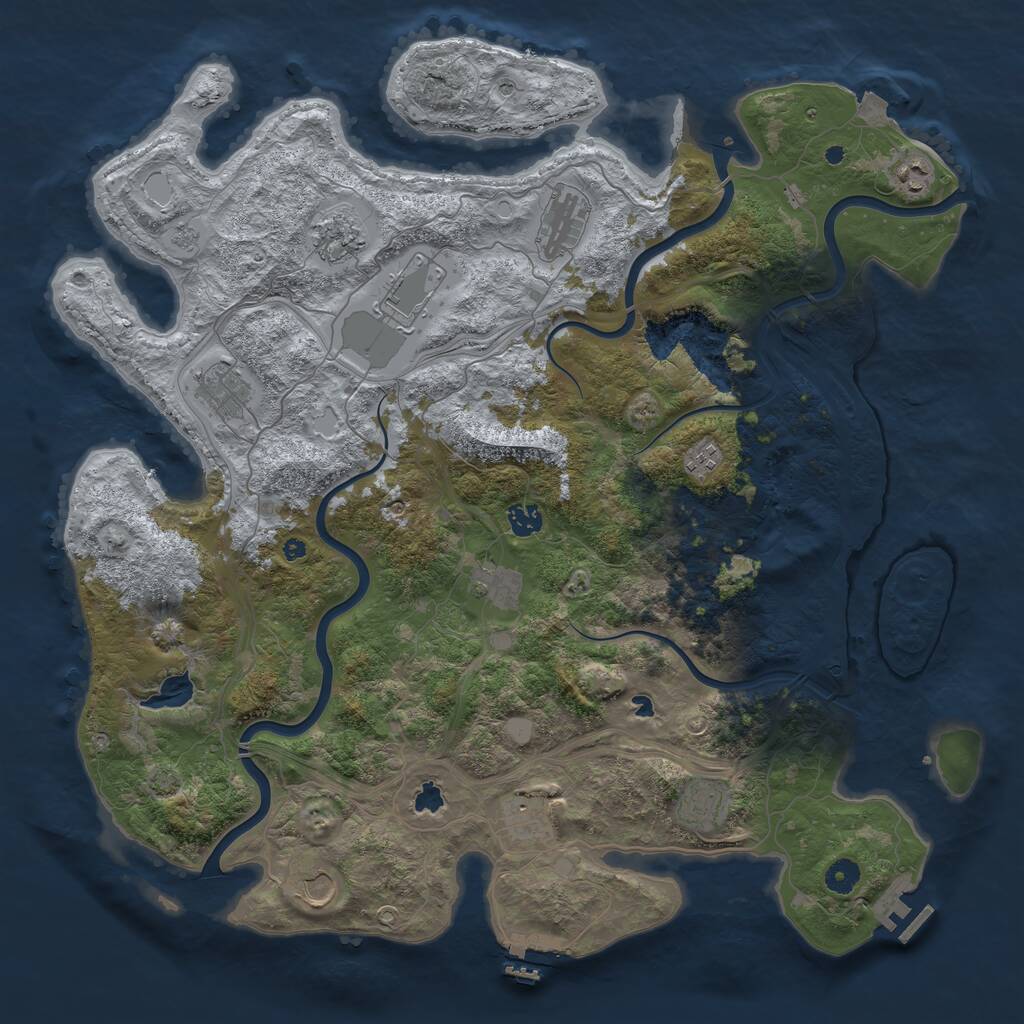 Rust Map: Procedural Map, Size: 4500, Seed: 546898319, 17 Monuments