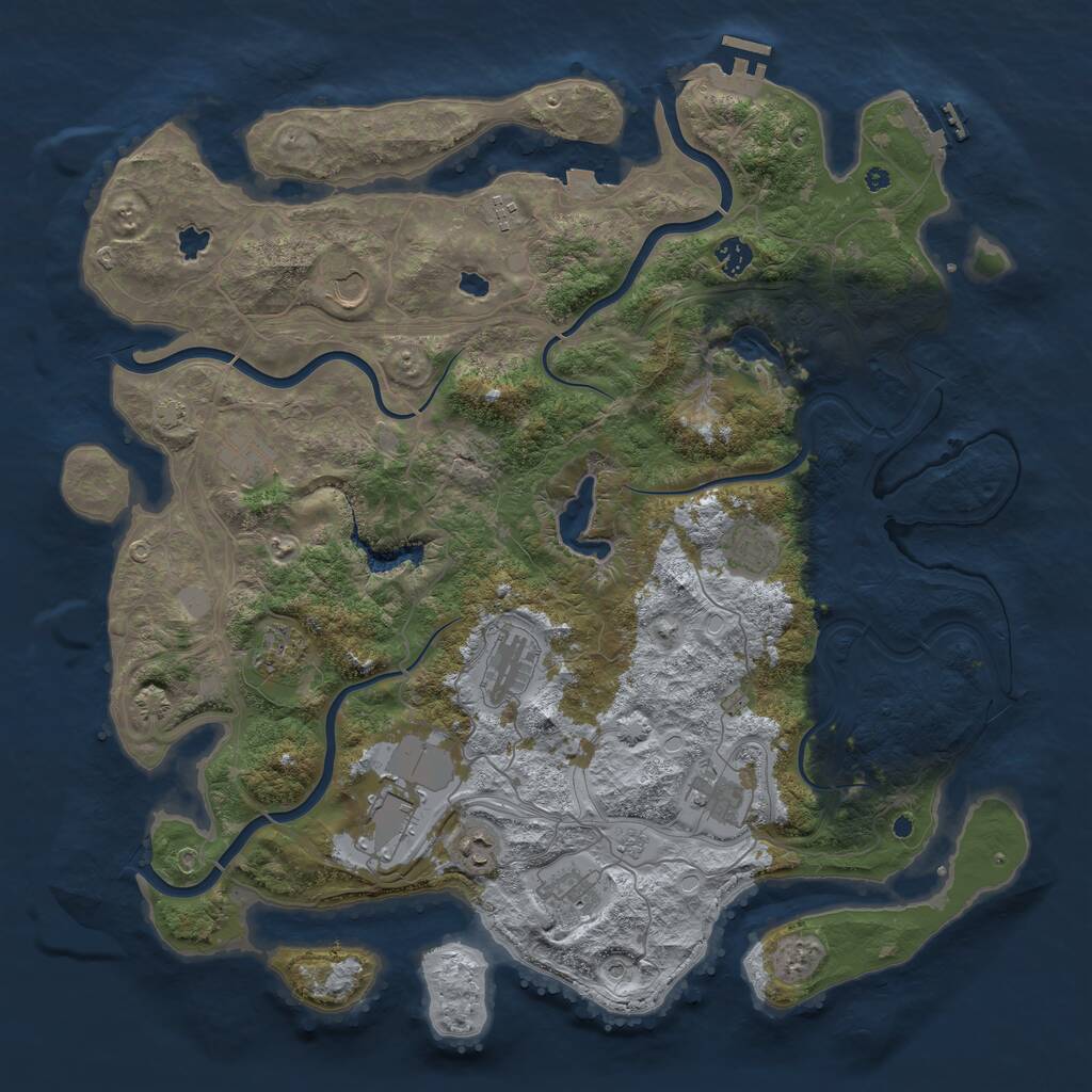Rust Map: Procedural Map, Size: 4500, Seed: 92410792, 17 Monuments