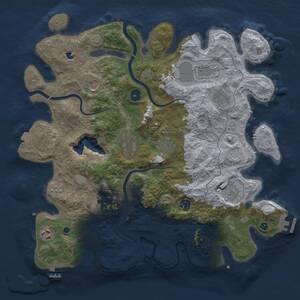 Thumbnail Rust Map: Procedural Map, Size: 4000, Seed: 49096671, 16 Monuments
