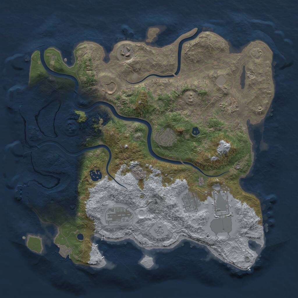 Rust Map: Procedural Map, Size: 3700, Seed: 573945404, 14 Monuments
