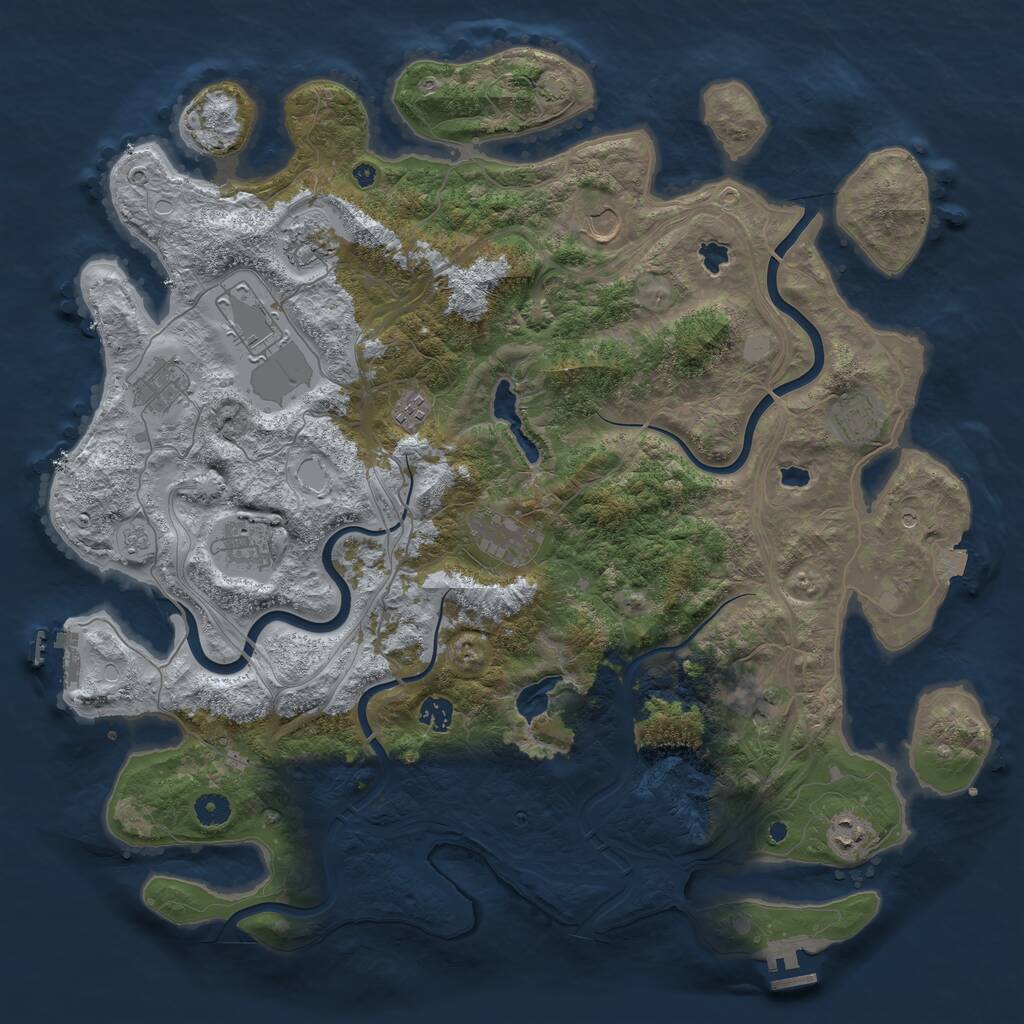 Rust Map: Procedural Map, Size: 4500, Seed: 646865566, 17 Monuments